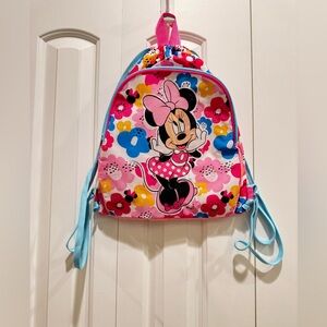 Disney Park Minnie Mouse Sparkly Floral Cinch Sack Drawstring Bag Backpack